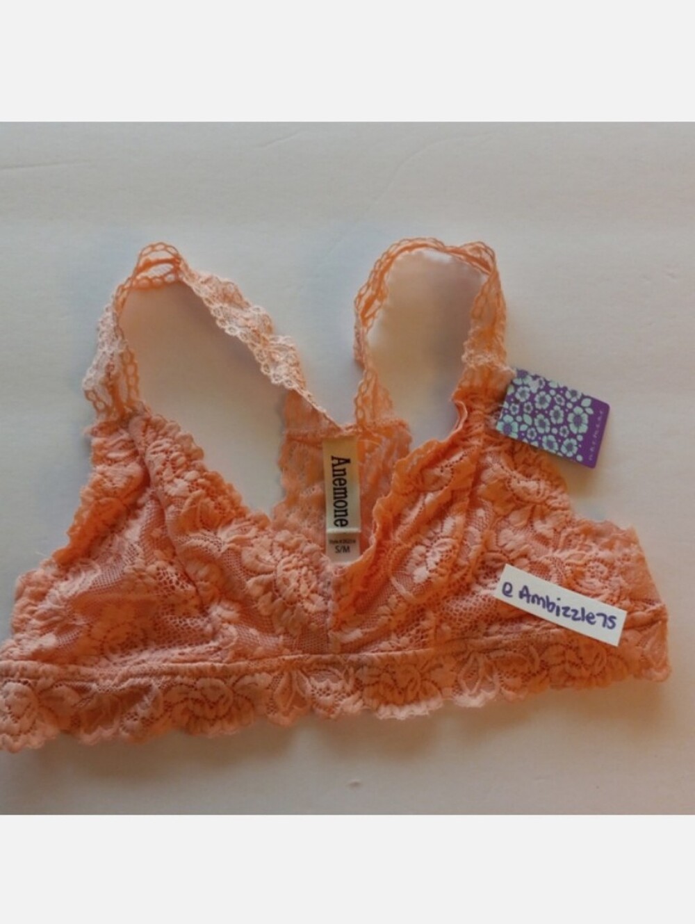 Anemone Floral Lace Racerback Bralette in Peach